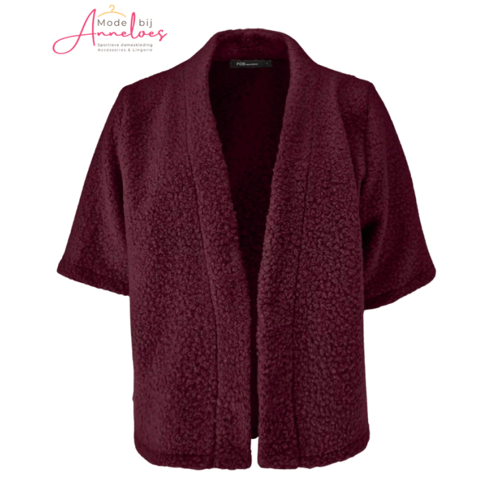 FOS gilet Lia teddy 7923 wijnrood FOS gilet Lia teddy 7923 wijnrood
